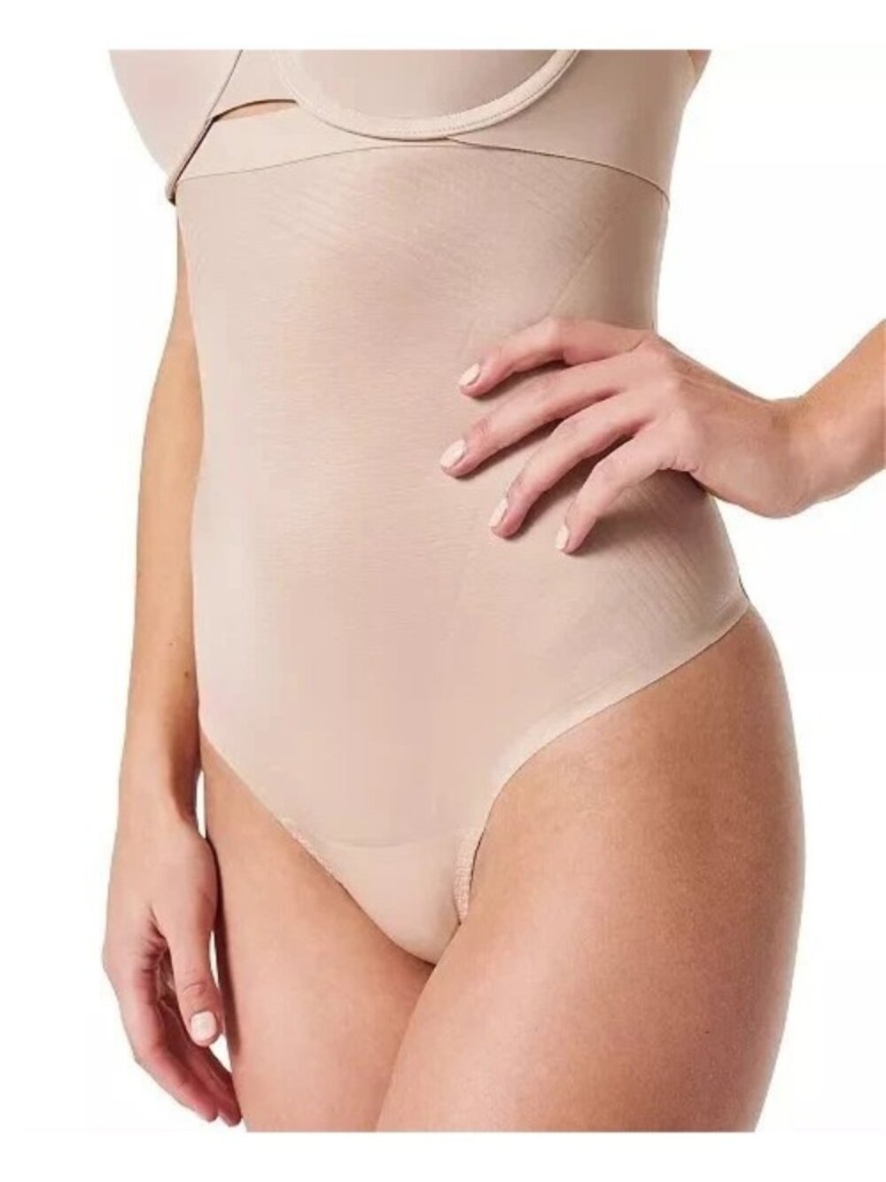 New SPANX 10401r Beige Thinstincts 2.0 Firm Control High Waist Thong Size M
